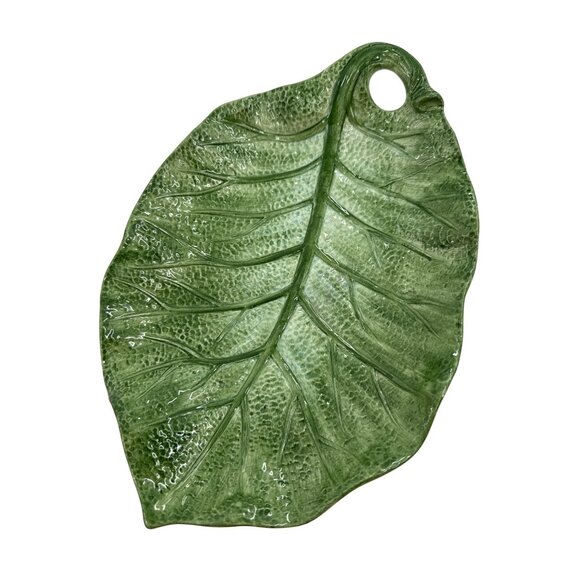 Italian Majolica Green Cabbage Leaf Plate Read condition - Picture 1 of 7